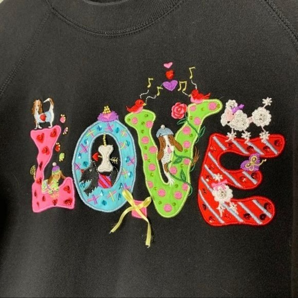 Quacker Factory Dog Love Pull Over Sweater Small - Picture 3 of 9